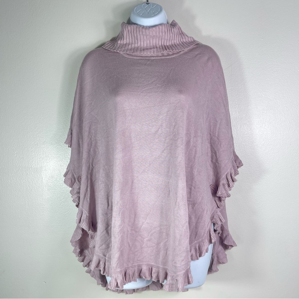 Joseph A turtleneck poncho with ruffled trim
